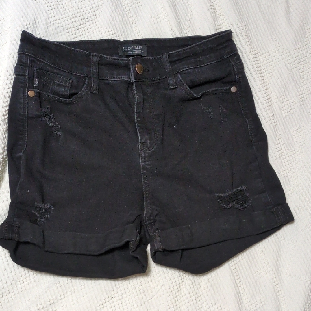 Judy Blue Women's Dark Distressed Jean Shorts